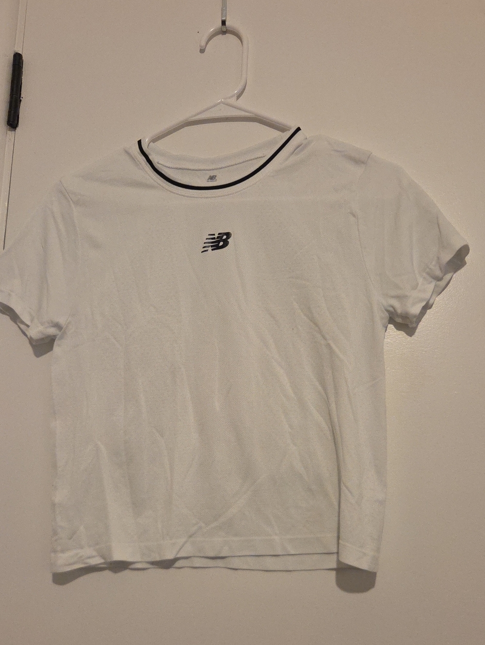 New Balance White Tee with Black Logo Trim
